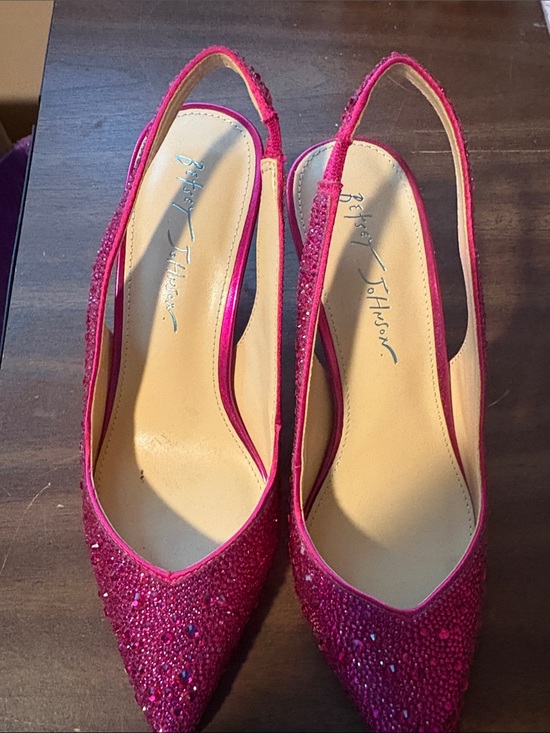 Betsey Johnson Shoes - Betsey Johnson Fuchsia Crystal Slingback Pumps